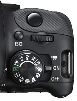 Stillingarskífa á Canon EOS myndavél